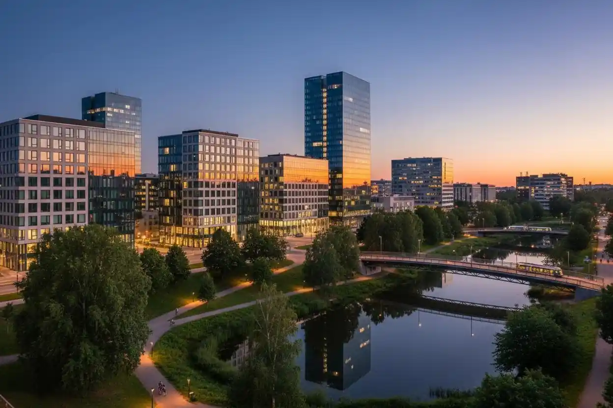 Espoo modern cityscape with contemporary architecture