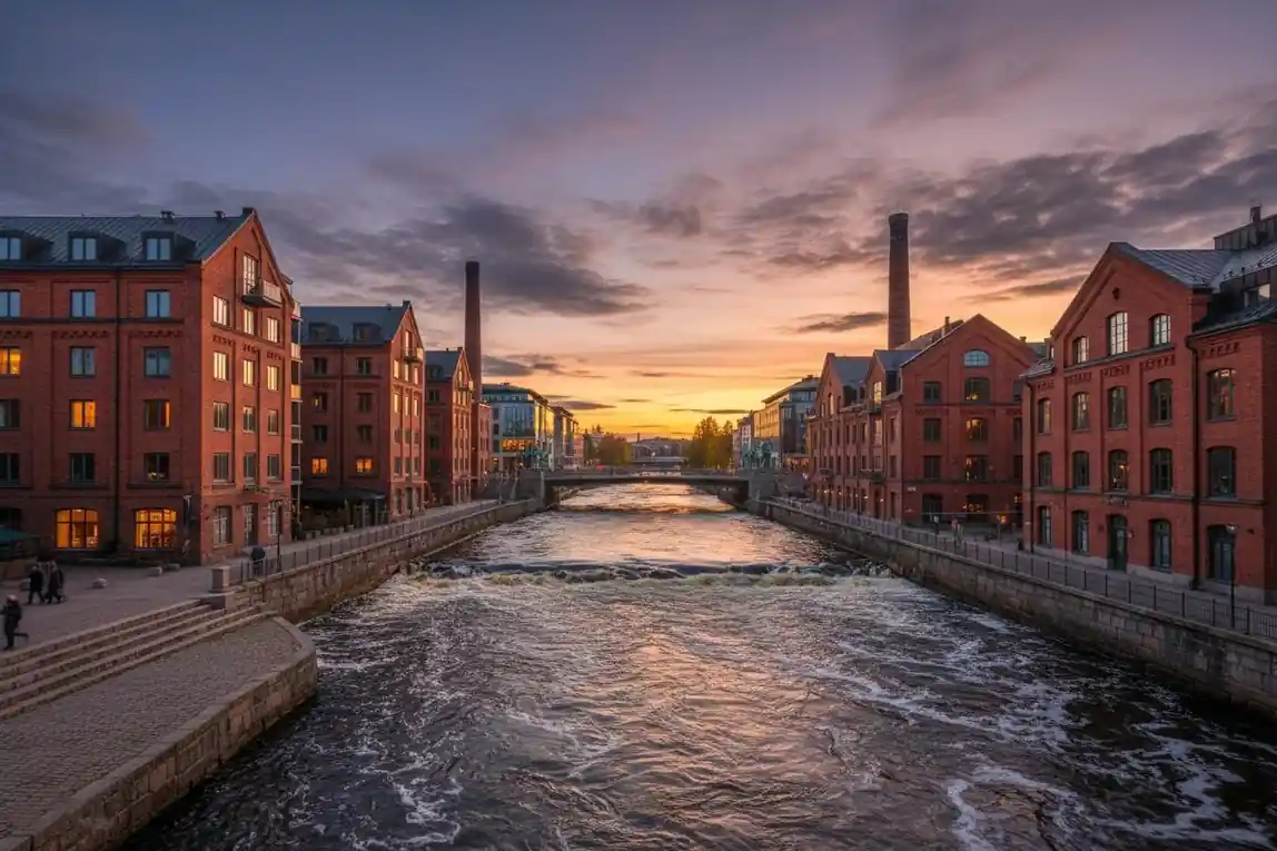 Tampere Tammerkoski rapids and historic architecture