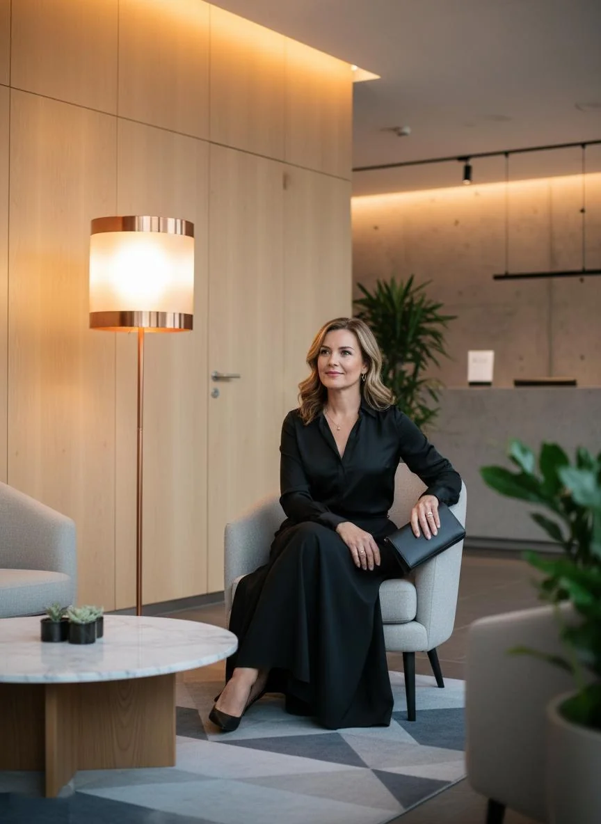 Confident sugar mommy in elegant setting